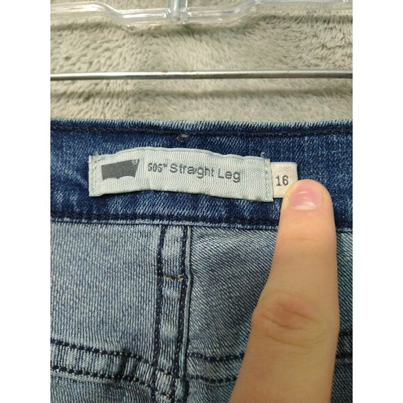 Levis 505 Jeans Womens 16 Blue Denim Straight Leg High Rise Medium Wash Stretch - Picture 7 of 10